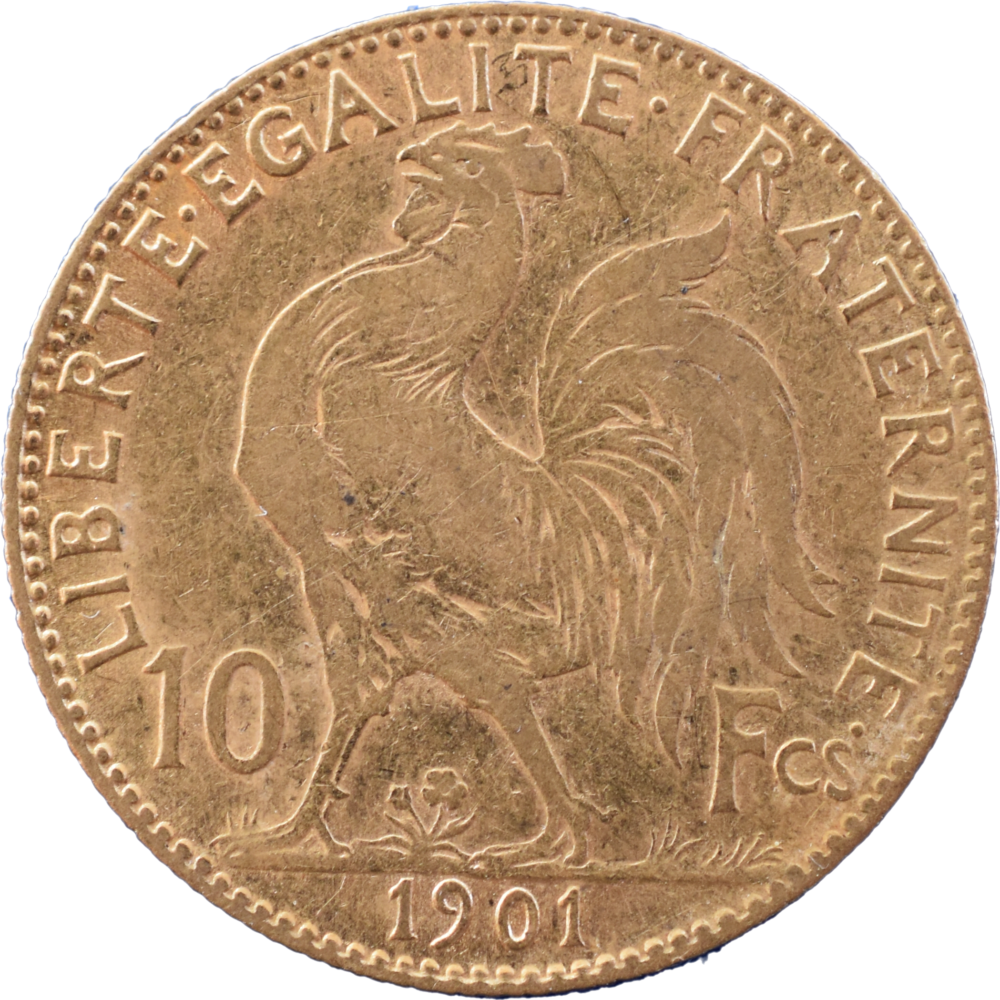 10 francs coq 1901 TTB revers