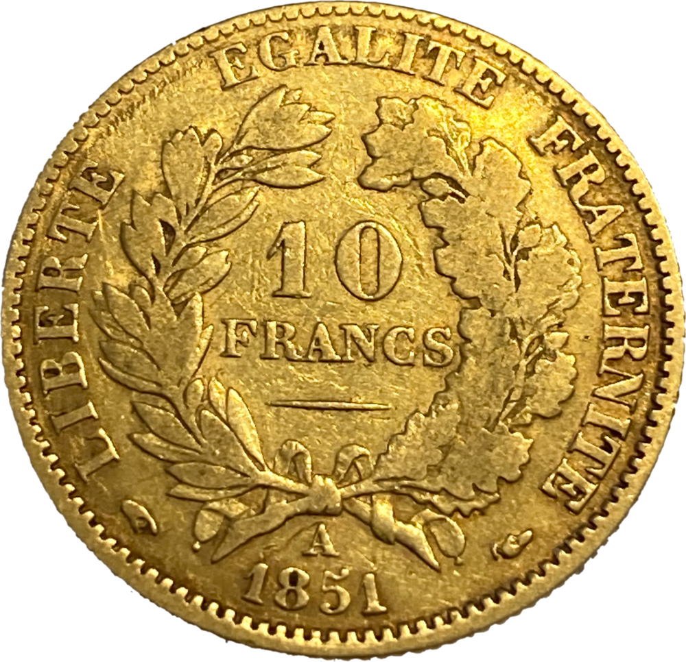 10 francs Cérès 1851 A revers