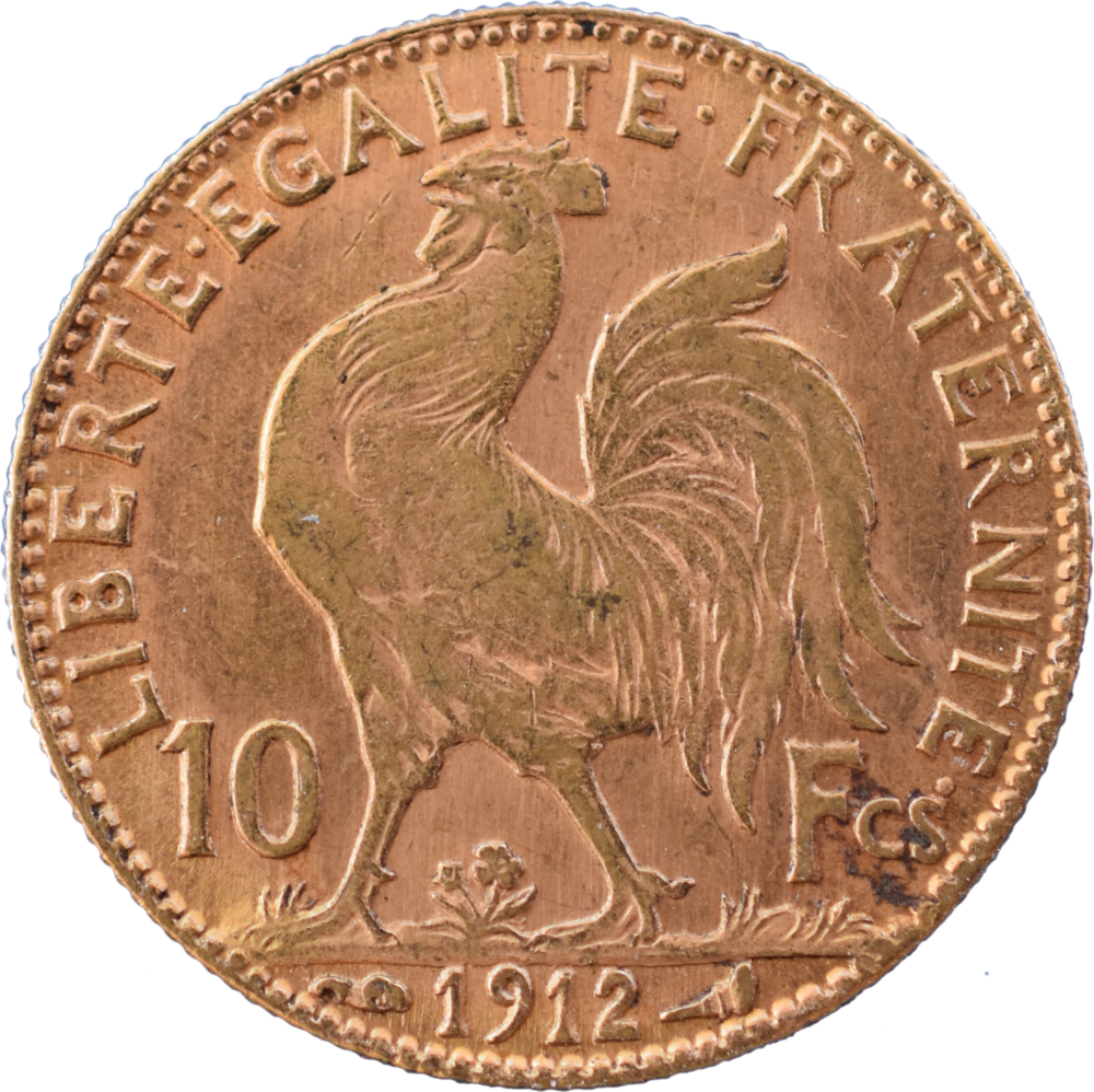 10 francs coq 1912 TTB revers