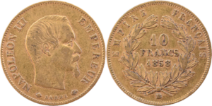 10 francs Napoléon III 1858 BB TTB droit et revers