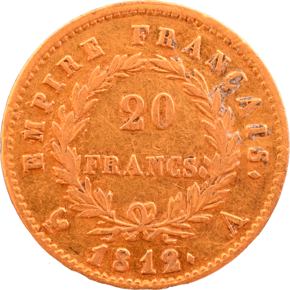 20 francs Napoléon 1812 A TTB revers