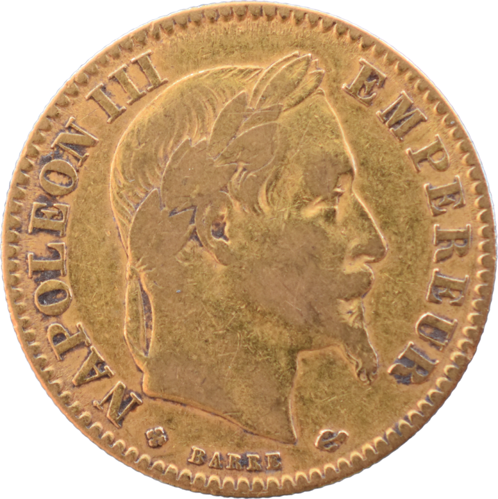 10 francs Napoléon III 1864 Grand BB TB droit