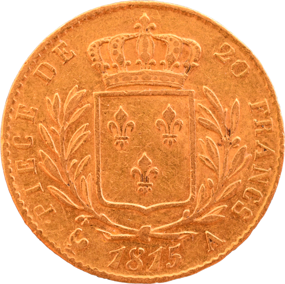 20 francs Louis XVIII 1815 A TTB revers