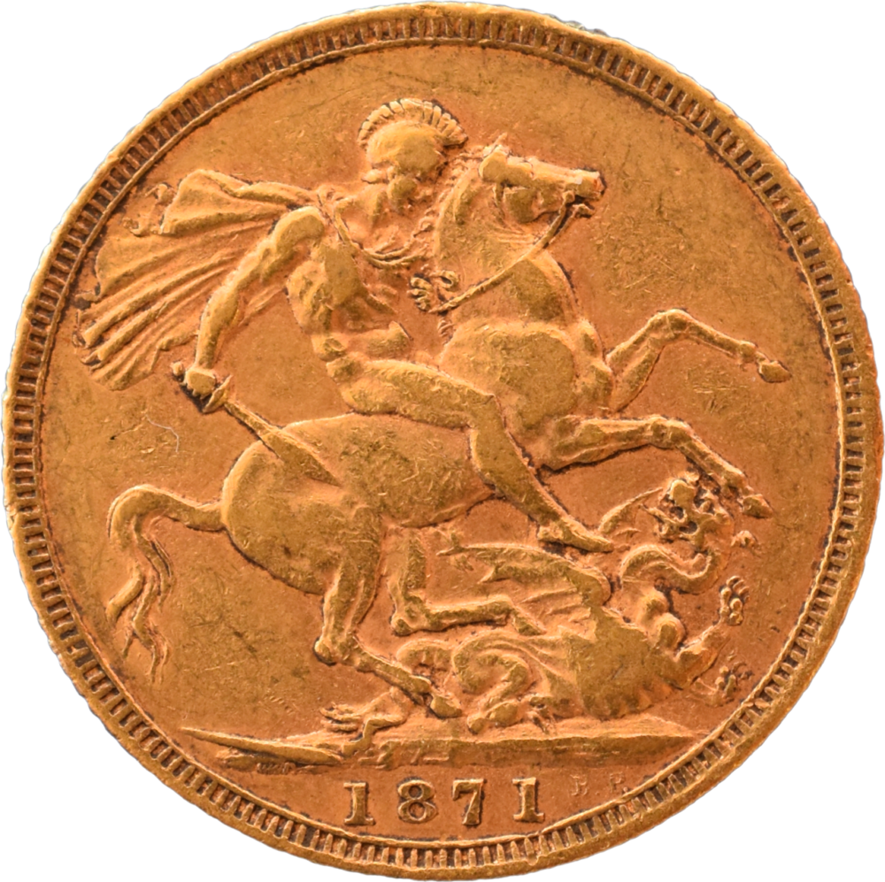 Souverain or Victoria TTB 1871 revers