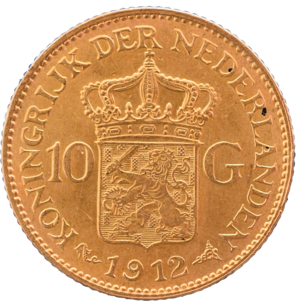 10 Gulden 1912 SUP Wilhelmine couronnée revers