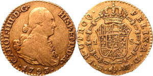 1 Escudos Charles IV 1793 TB droit et revers