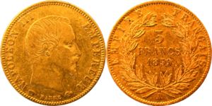 5 francs or Napoléon III 1859 A TTB droit et revers