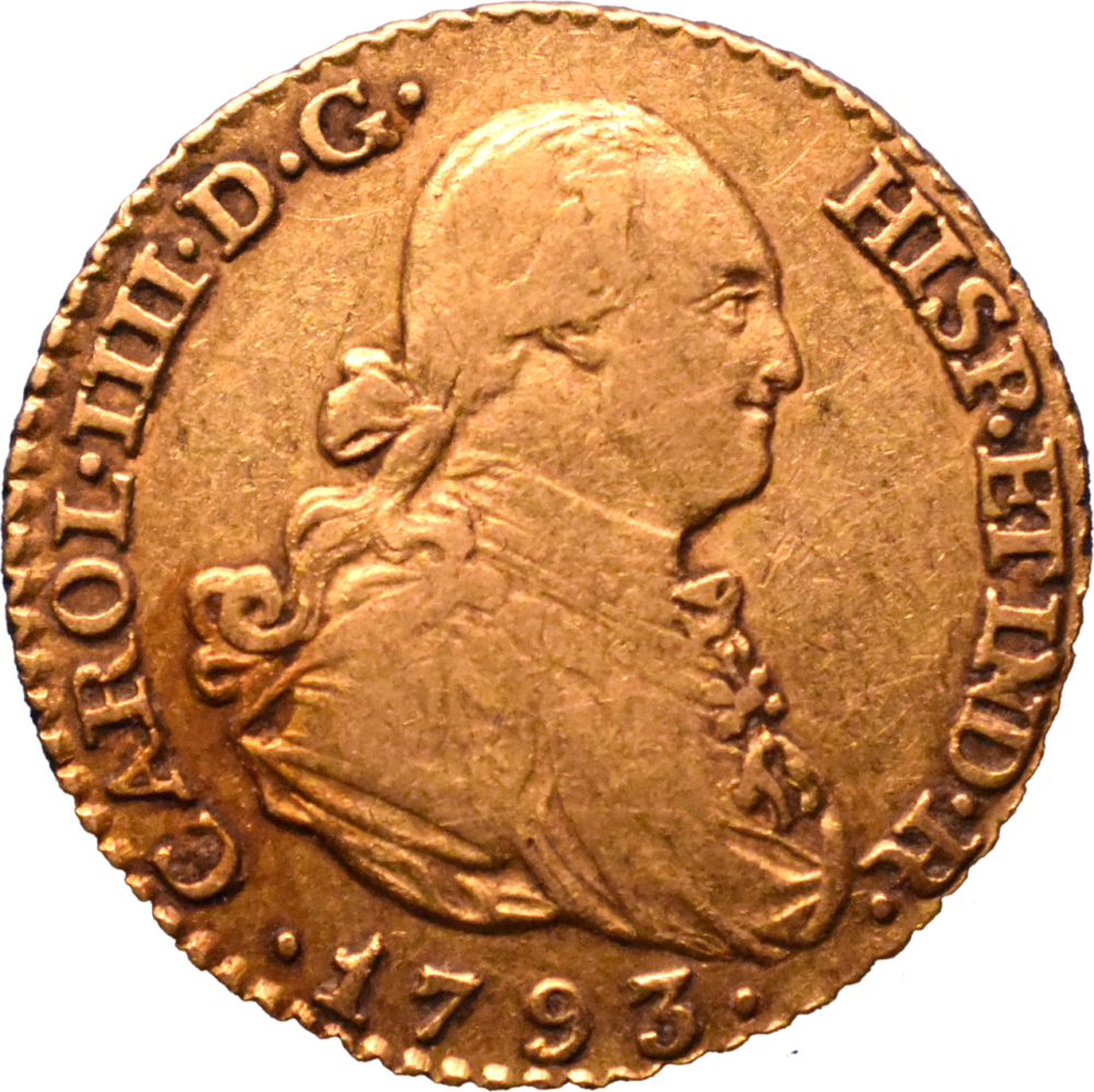 1 Escudos Charles IV 1793 TB droit