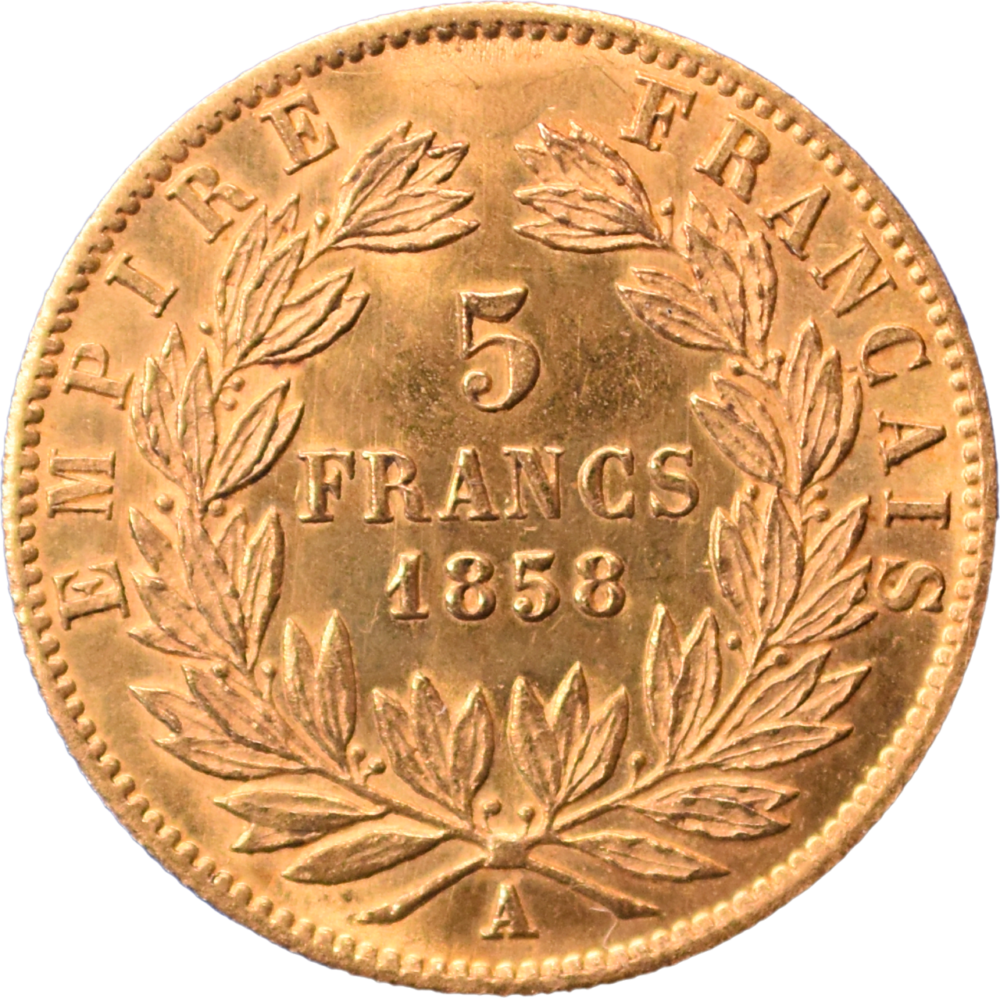 5 francs Napoléon III 1858 A SUP58 revers