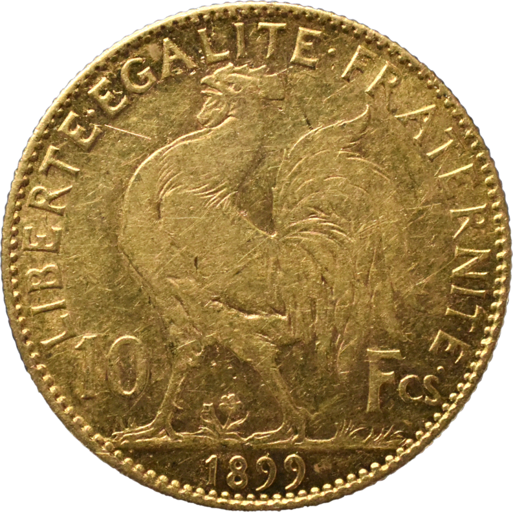 10 francs coq 1899 TTB revers