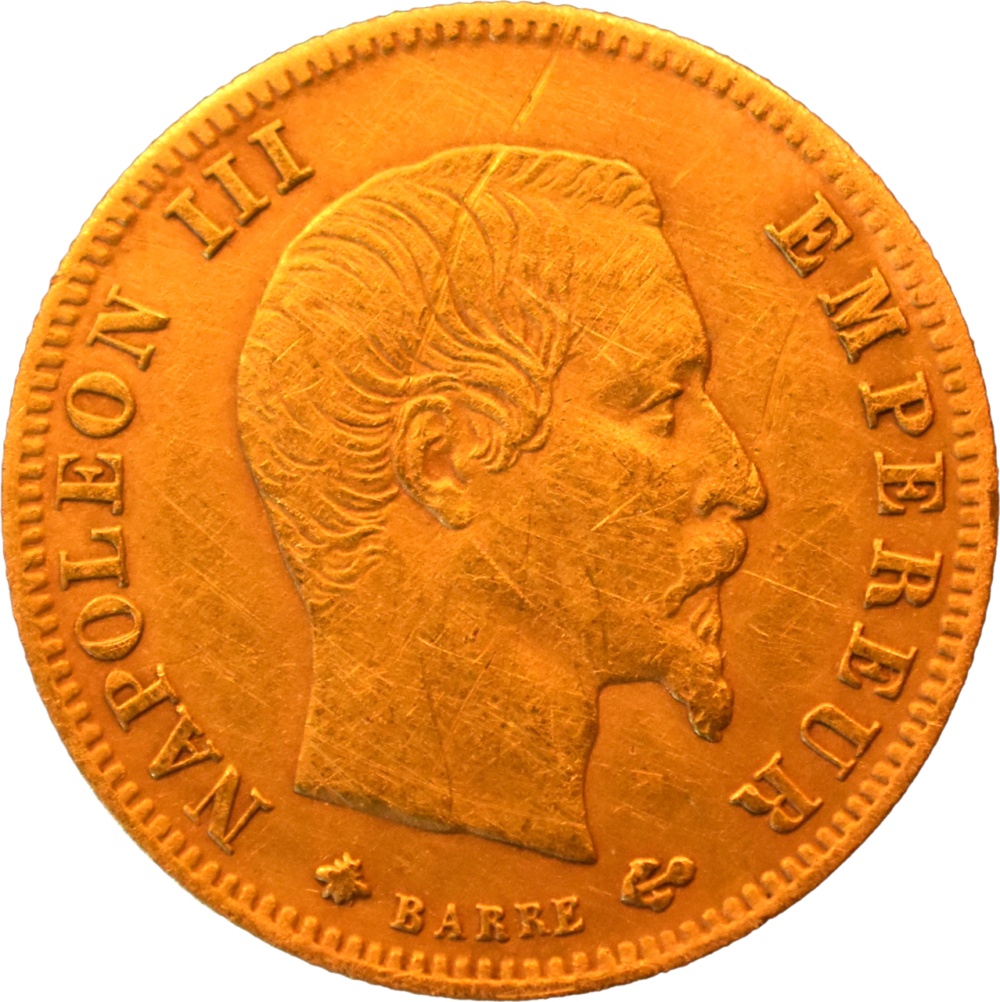 5 francs or Napoléon III 1859 BB TTB droit