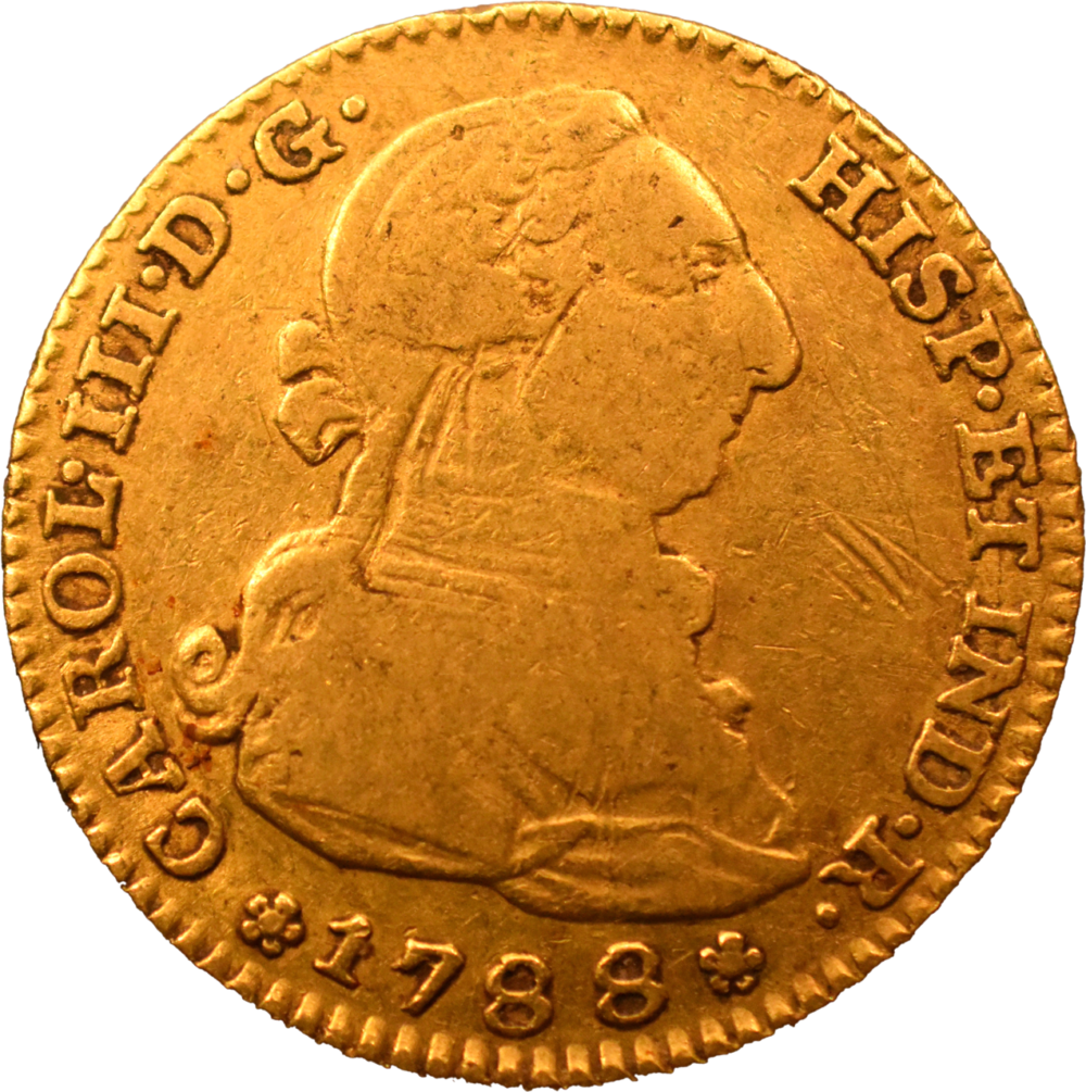 2 Escudos Charles III 1788 TB droit