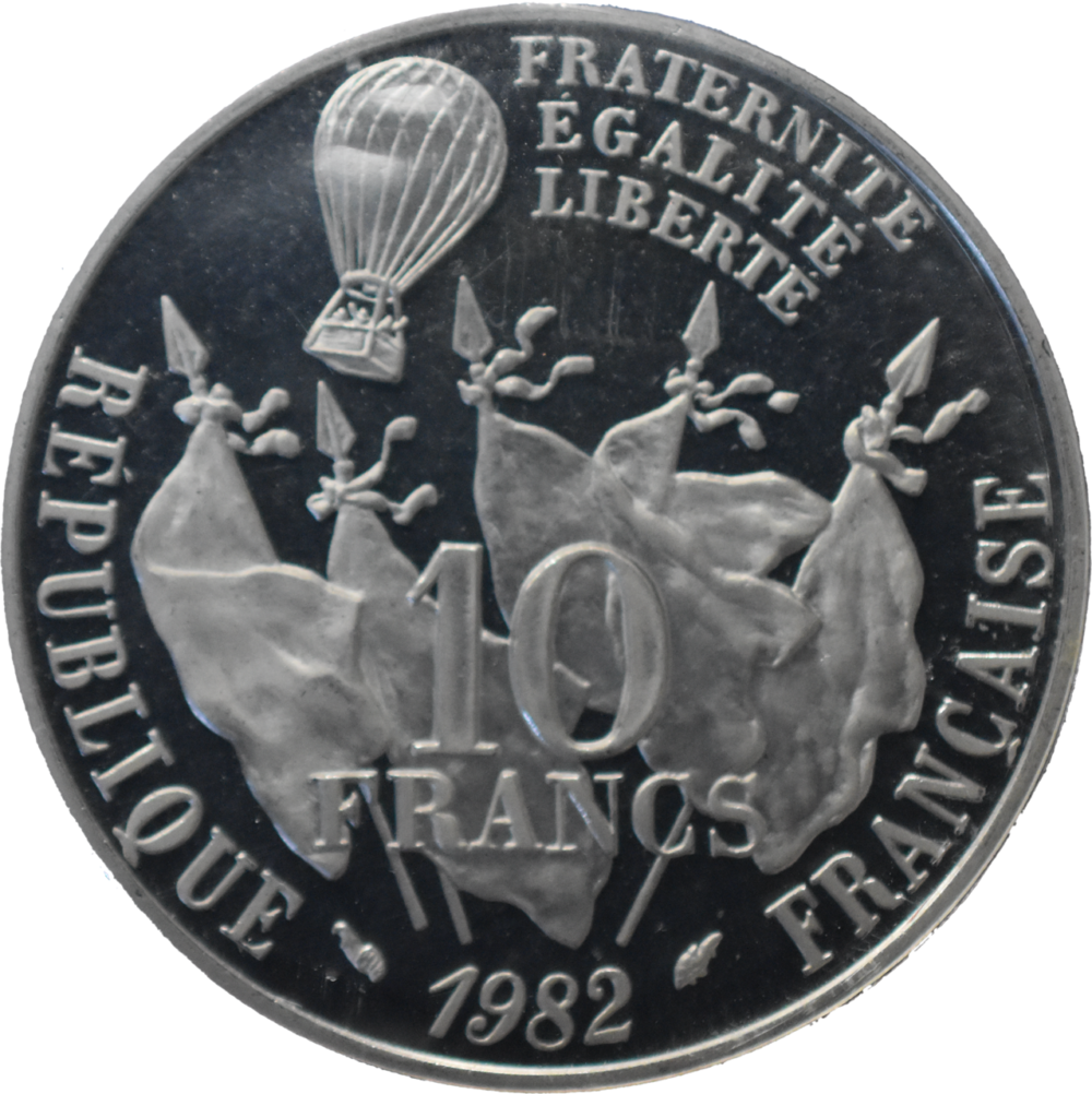 Piéfort 10 francs Gambetta 1982 argent revers