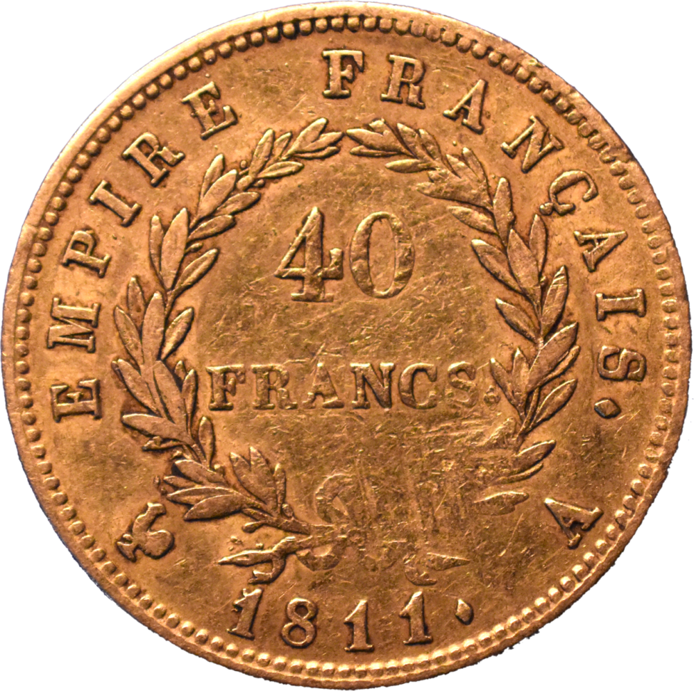 40 francs Napoléon Ier 1811 A TB revers