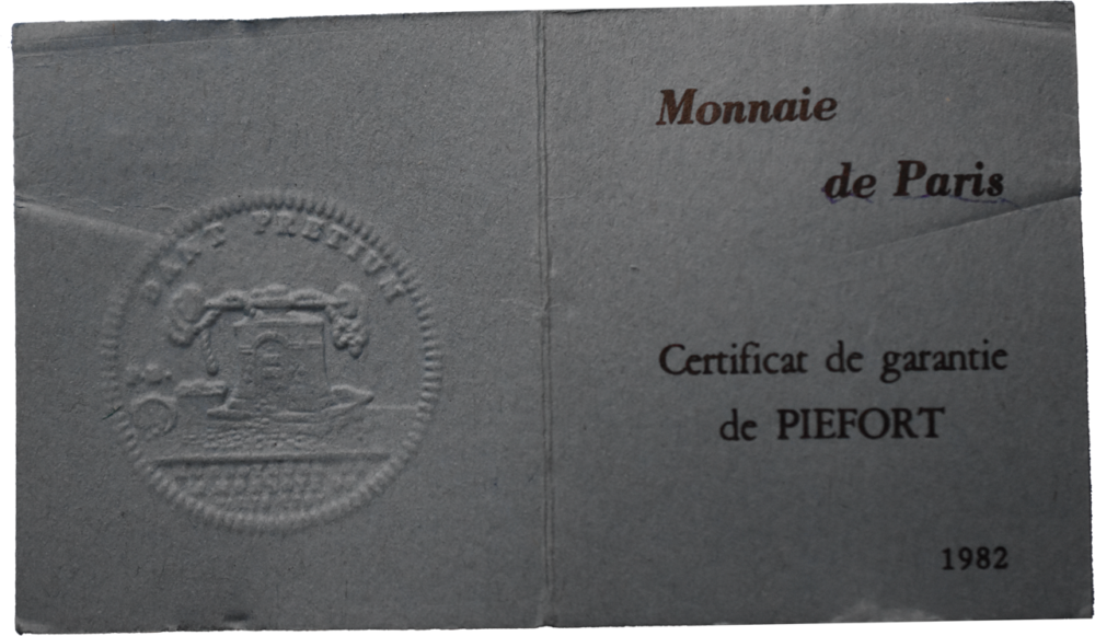 Piéfort 10 francs Gambetta 1982 argent certificat recto