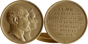 Le Roi et la Reine de Bavière visitent la Monnaie des Médailles 1810 droit et revers