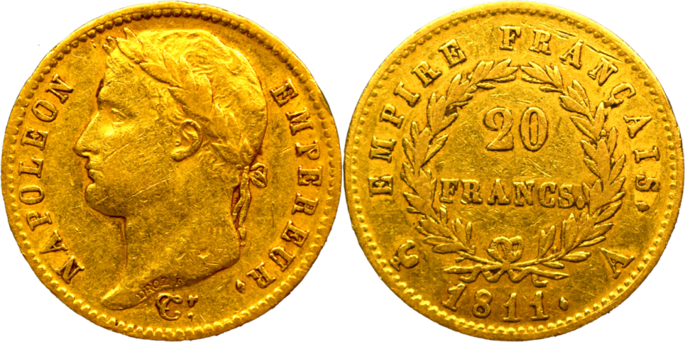 20 francs Napoléon 1811 A TTB droit et revers