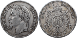 5 francs 1870 A Napoléon III TTB droit et revers