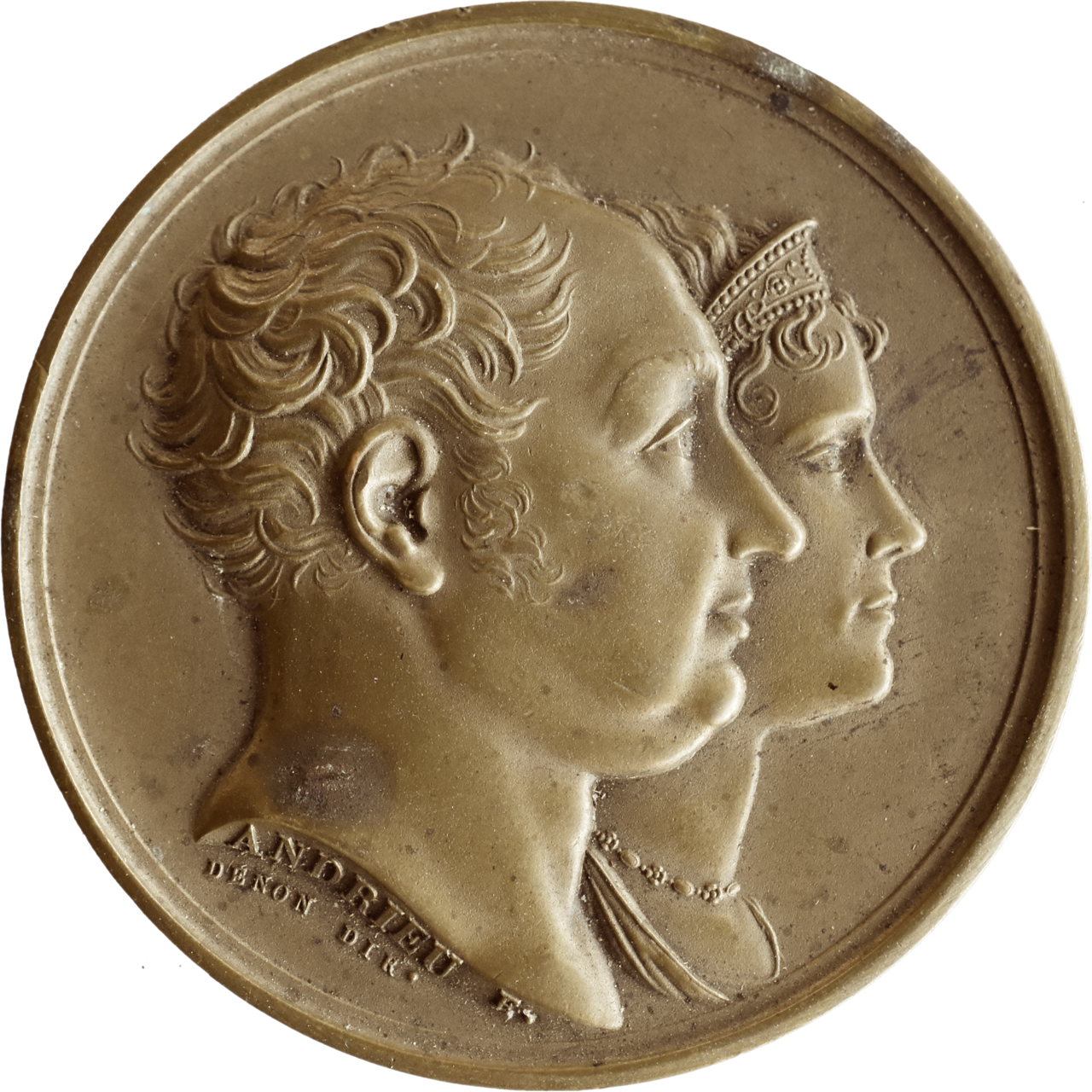 Le Roi et la Reine de Bavière visitent la Monnaie des Médailles 1810 droit