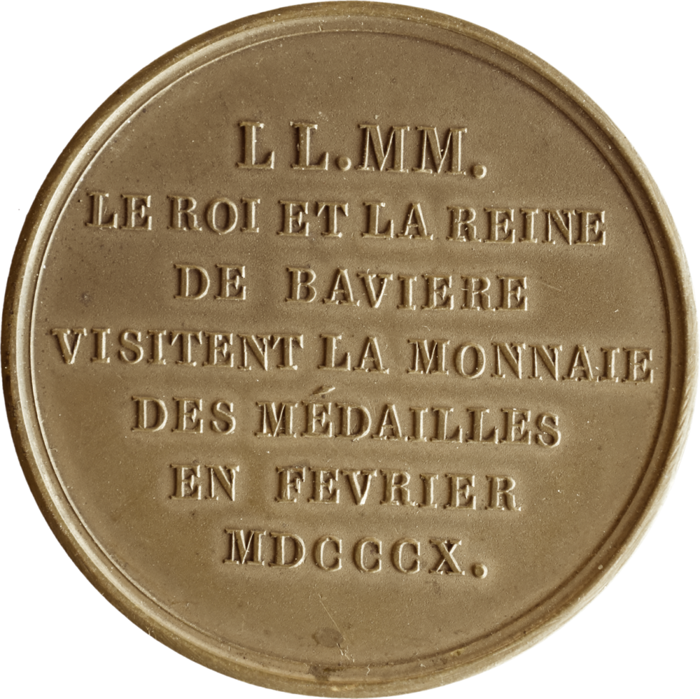 Le Roi et la Reine de Bavière visitent la Monnaie des Médailles 1810 revers