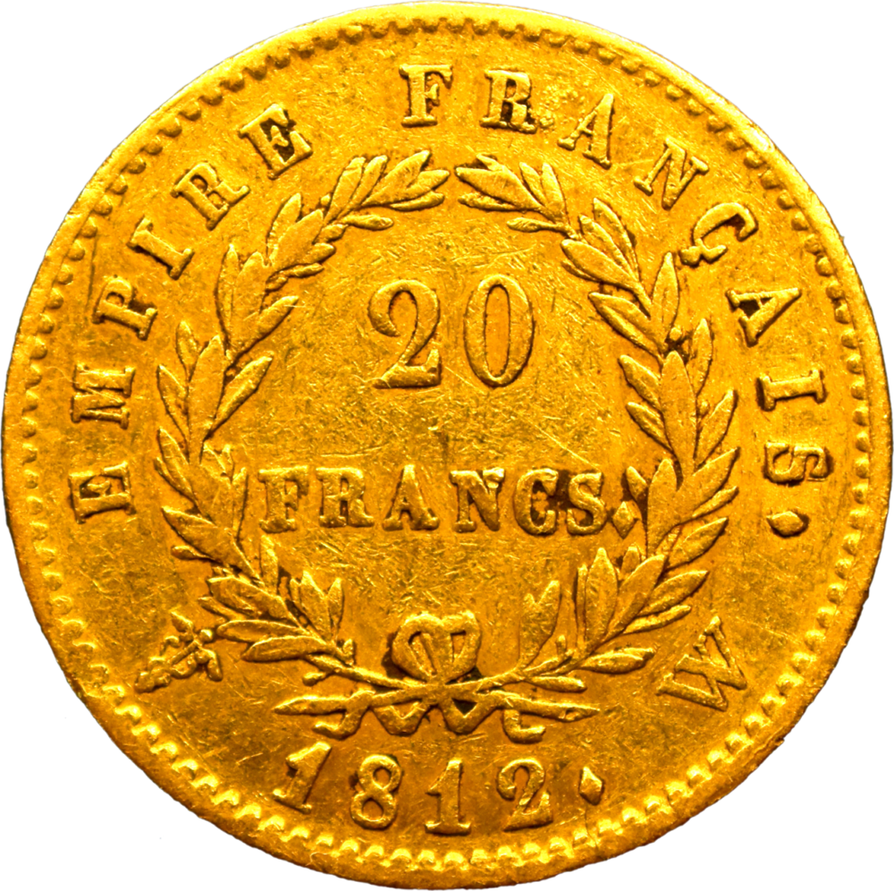 20 francs Napoléon 1812 W TTB revers