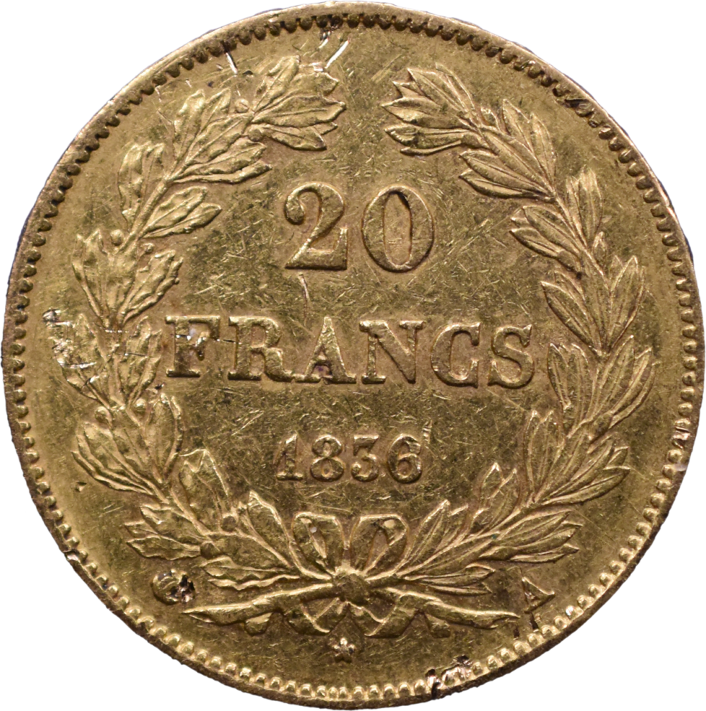 20 francs Louis-Philippe I 1836 A TTB revers