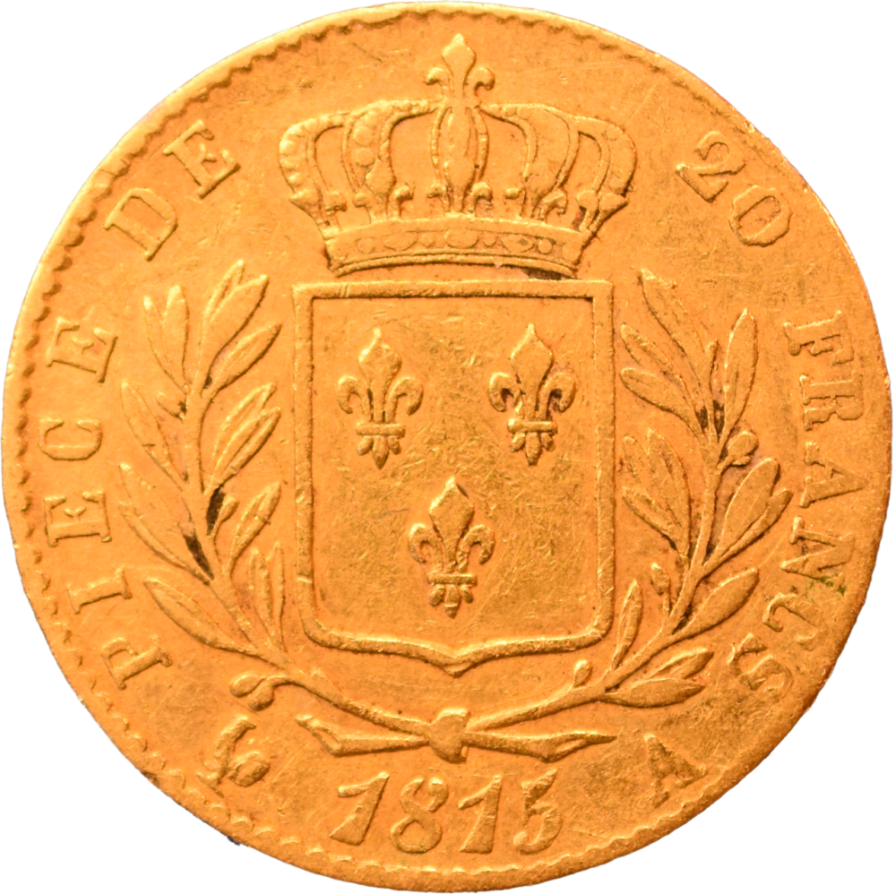 20 francs Louis XVIII 1815 A revers