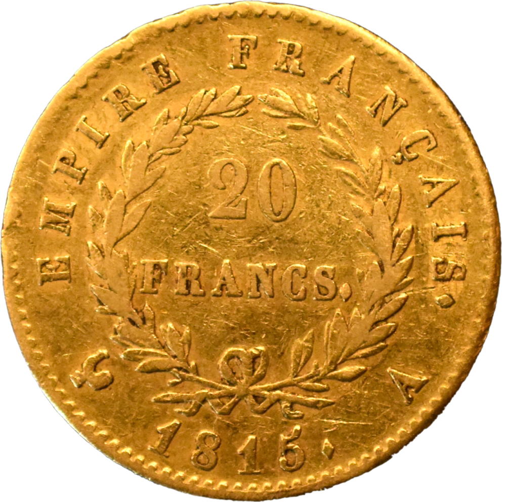 20 francs Napoléon 1815 A TTB revers