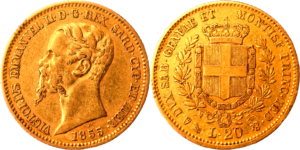 20 lire or Vittorio Emanuele II Roi de Sardaigne selon disponibilités droit et revers