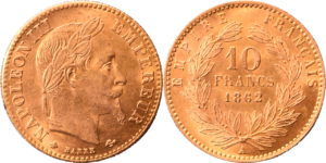 10 francs Napoléon III 1862 A SUP droit et revers