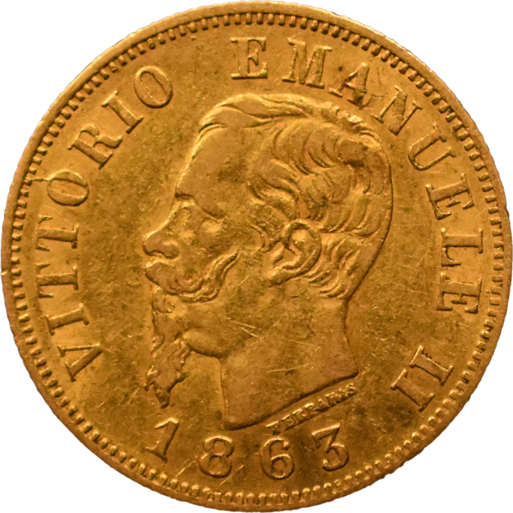 10 lire Vittorio Emanuele II 1863 TTB droit