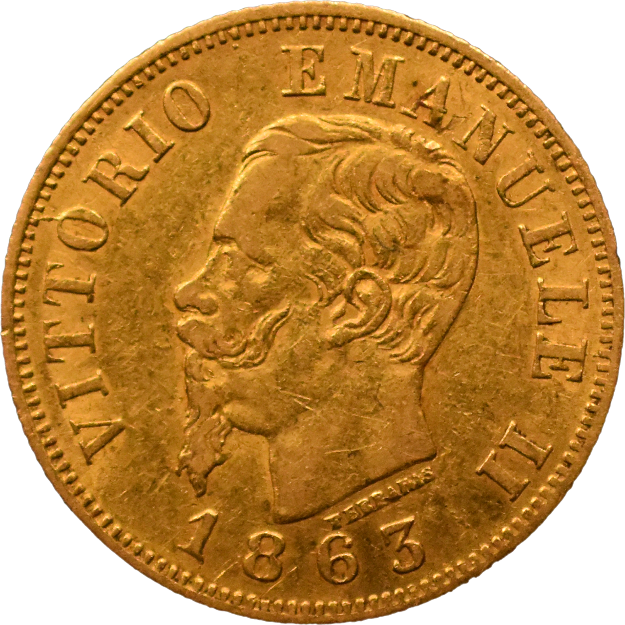 10 lire Vittorio Emanuele II 1863 TTB droit