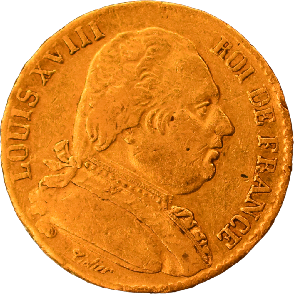 20 francs Louis XVIII 1815 K TB fautée droit