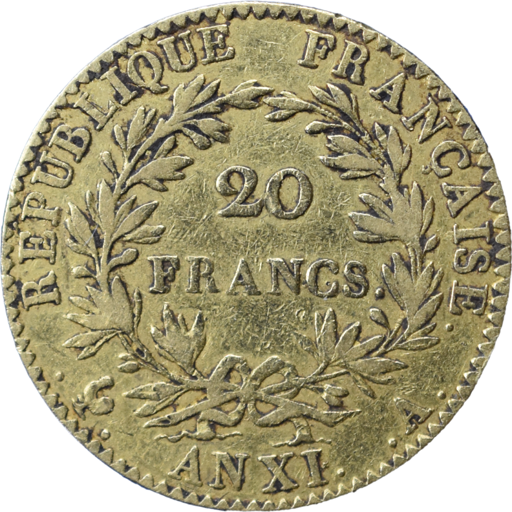 20 francs Bonaparte anXI A TB+ revers