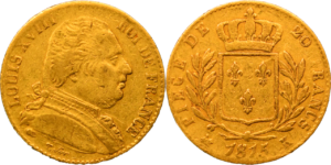 20 francs Louis XVIII 1815 K TTB droit et revers