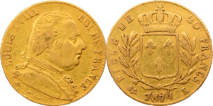 20 francs Louis XVIII 1814 L TB+ droit et revers