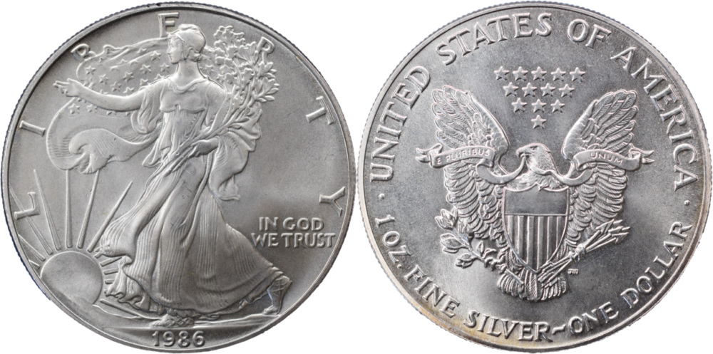 1 once argent Silver Eagle one dollar millesimes variés droit et revers