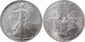 1 once argent Silver Eagle one dollar millesimes variés droit et revers