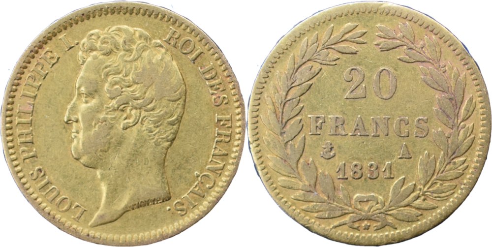 20 francs Louis-Philippe 1831 A TTB droit et revers