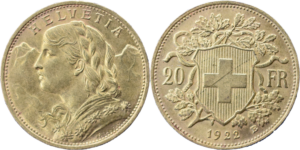 20 francs or Suisse Vreneli originelles droit et revers