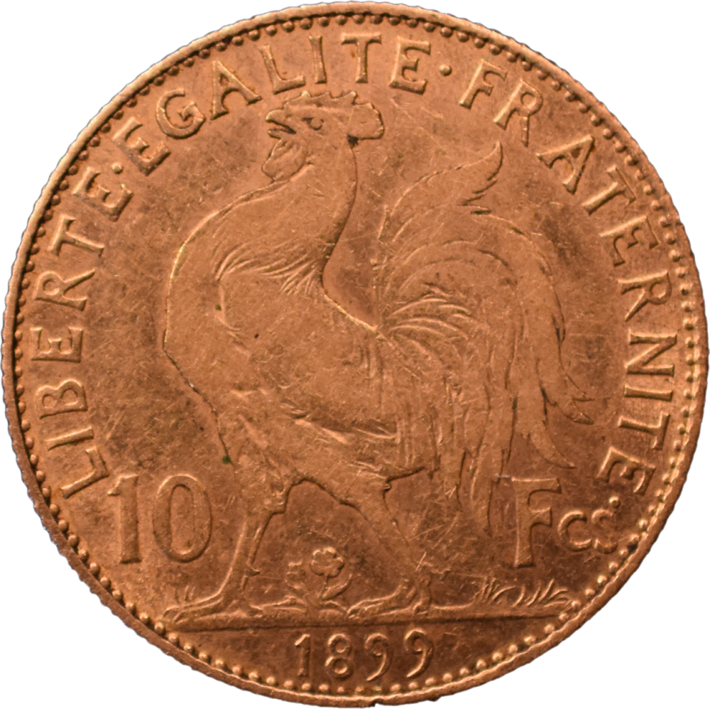 10 francs coq 1899 TTB revers