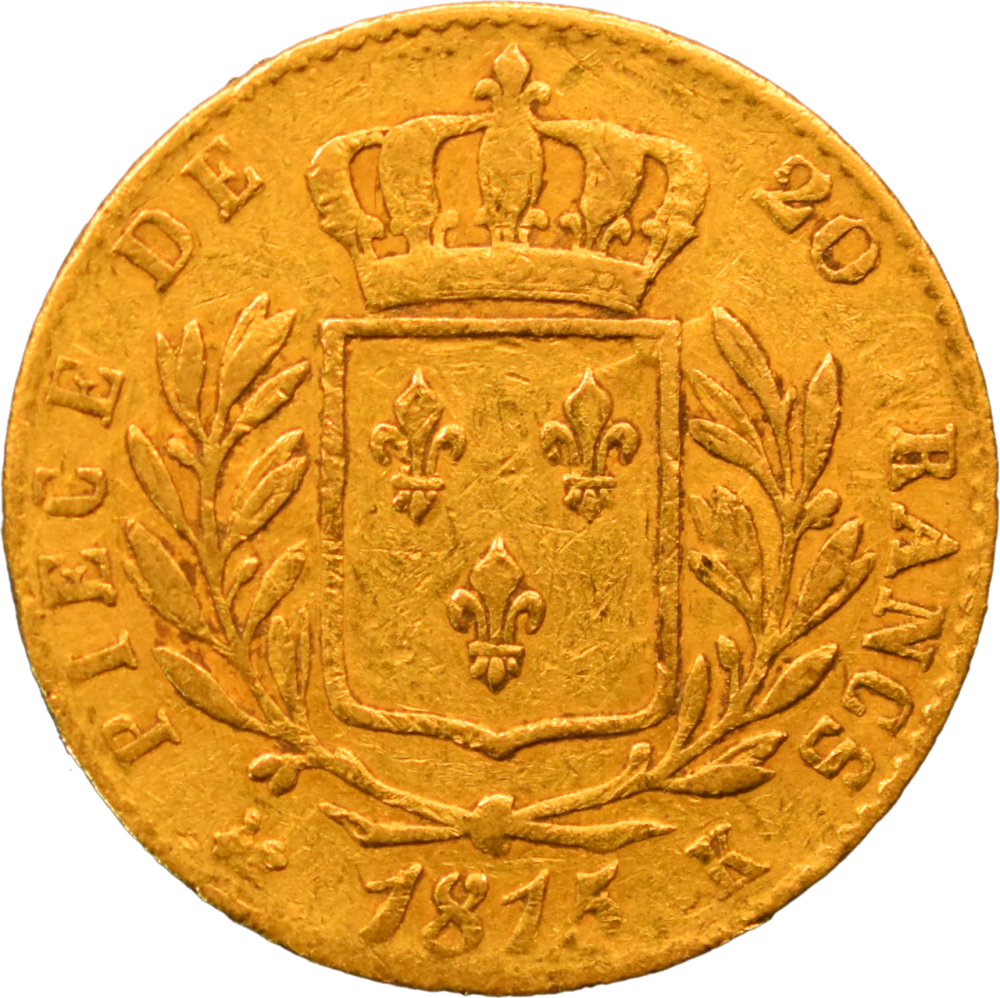 20 francs Louis XVIII 1815 K TTB revers