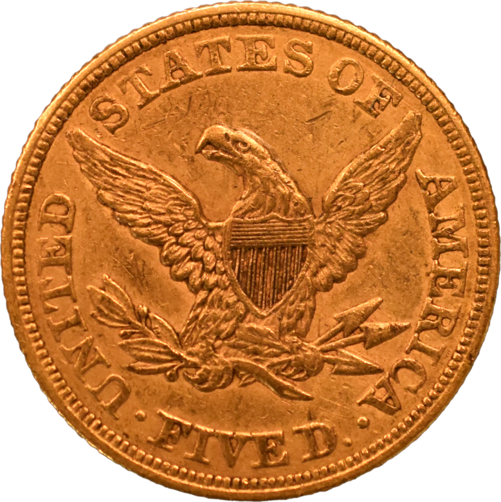 5 dollars 1861 Philadelphie TTB half eagle revers