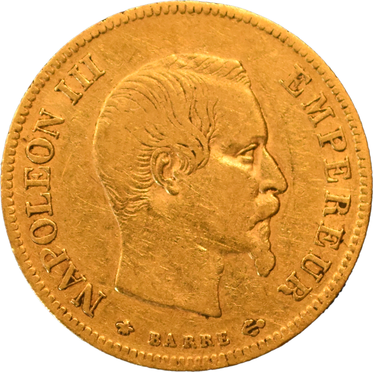 10 francs Napoléon III 1855 BB TB+ R3 droit