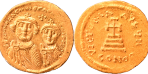 Solidus d’Héraclius et Héraclius Constantin TTB+ 629-631 droit et revers
