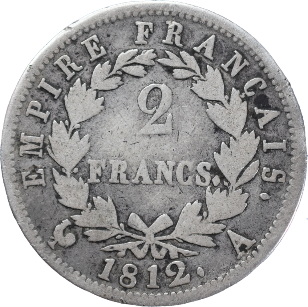 2 francs Napoléon 1812 A B+ revers