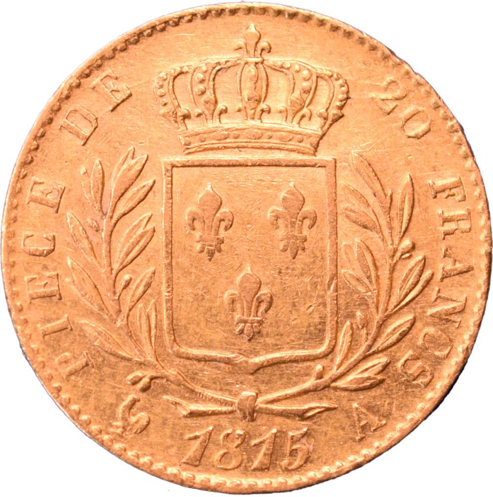 20 francs Louis XVIII 1815 A revers