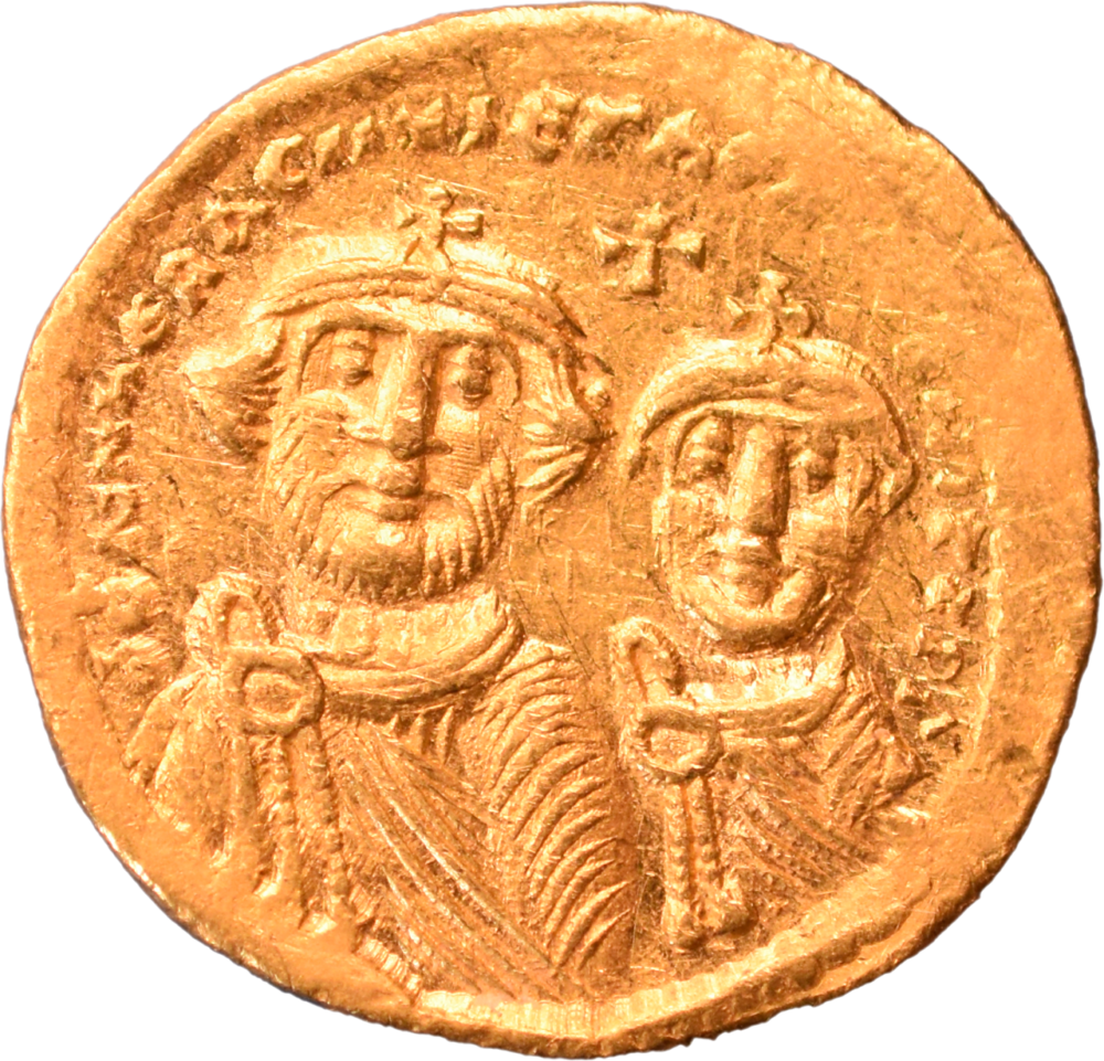 Solidus d’Héraclius et Héraclius Constantin TTB+ 629-631 droit