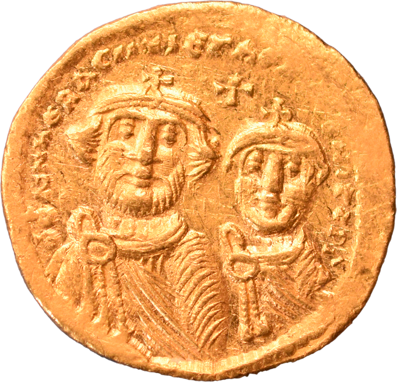 Solidus d’Héraclius et Héraclius Constantin TTB+ 629-631 droit