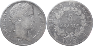 5 francs Napoléon Empereur 1812 TB droit et revers